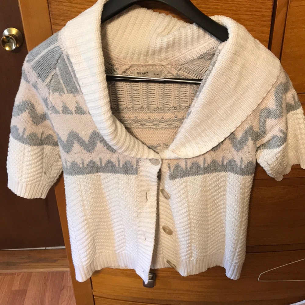 Old Navy cream and gray cardigan